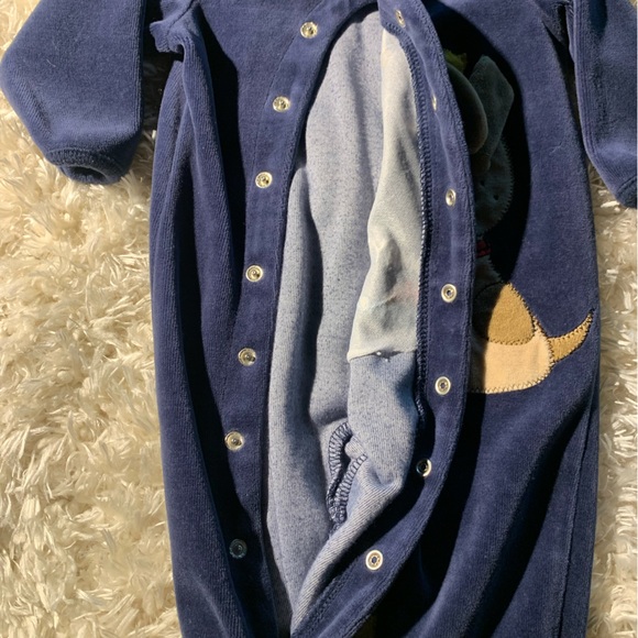 VINTAGE BABIES R US FOOTIE PAJAMA VELOUR W/ PUPPY  “MOMMY’S LITTLE PRINCE” 3MO - Picture 3 of 7